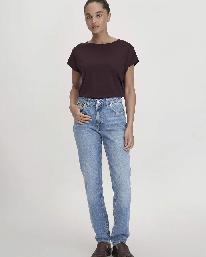 hessnatur Damen Jeans HANNA Mom High Rise aus Bio-Denim - blau - Größe 25/30
