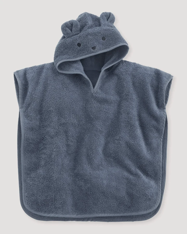 hessnatur Baby Frottee Poncho aus Bio-Baumwolle - blau - Größe Gr. 1 (74/86)