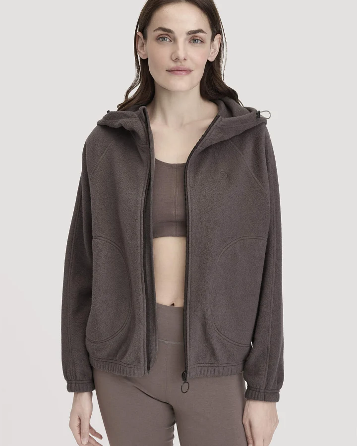 hessnatur Loungewear Softfleece Jacke Oversize ACTIVE COMFORT aus Bio-Baumwolle - lila - Größe XS