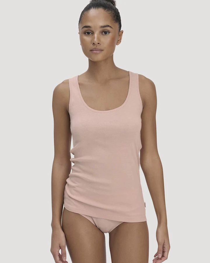 hessnatur Damen Rundhals Tanktop im 2-Pack PURE COTTON aus Bio-Baumwolle - rosa - Größe 34