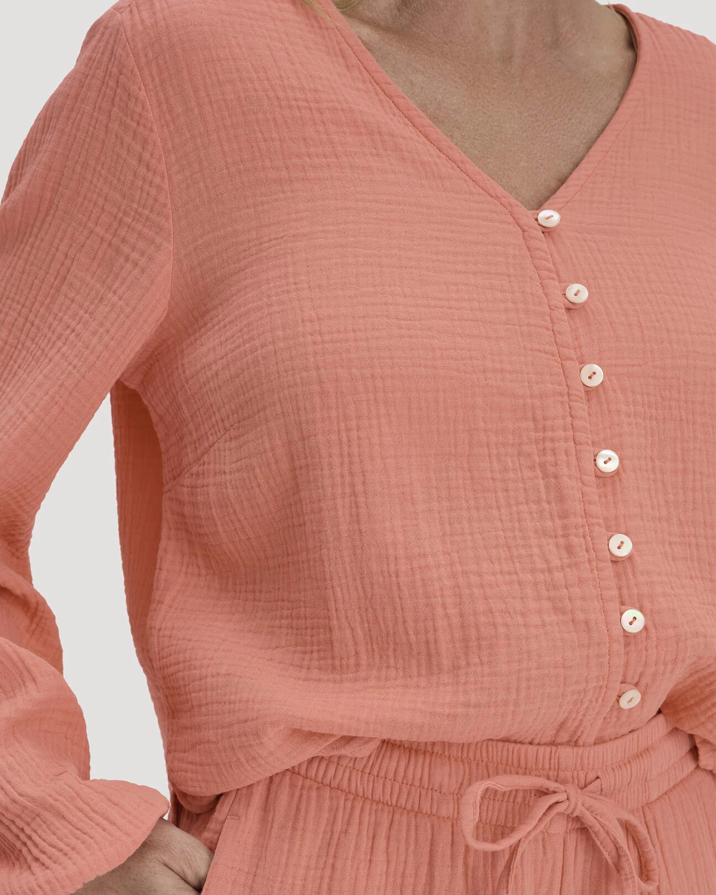 hessnatur Damen Musselin Bluse Relaxed aus Bio-Baumwolle - orange - Größe 34 – Ansicht 4