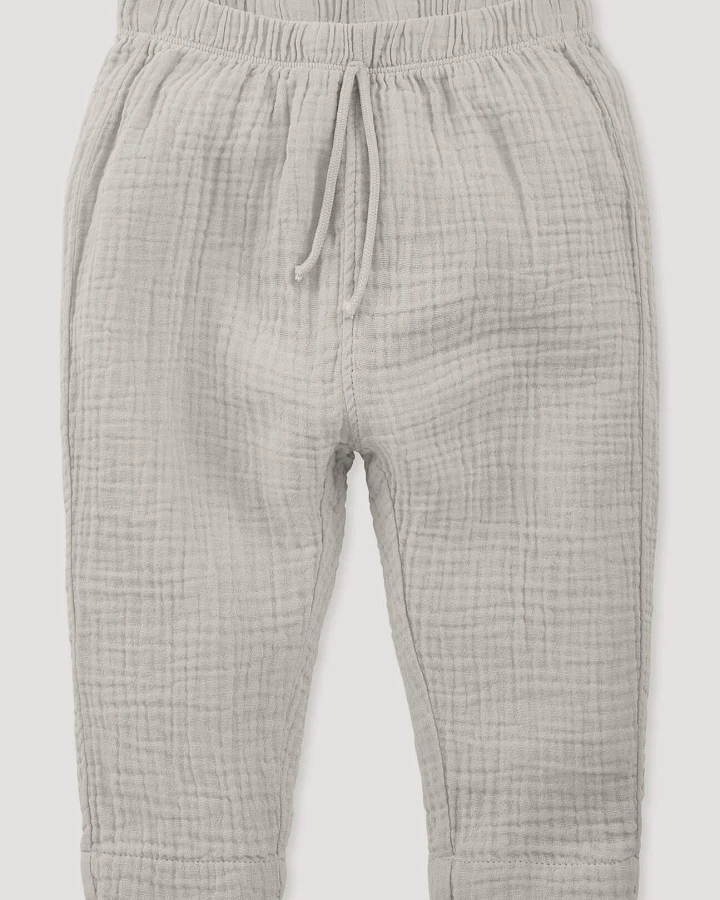 hessnatur Baby Musselin Hose aus Bio-Baumwolle - beige - Größe 98/104
