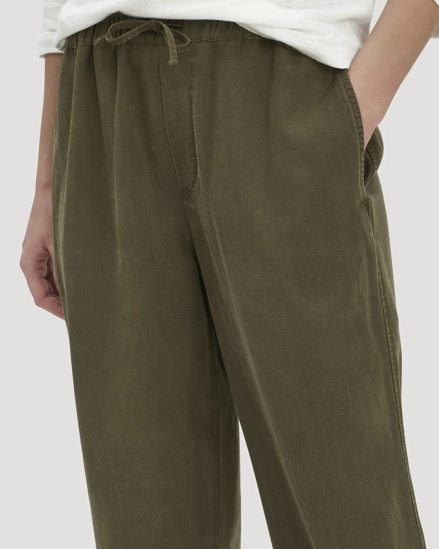 hessnatur Damen Hose Wide Leg aus TENCEL™ Lyocell mit Leinen - grün - Größe 34 – Ansicht 3