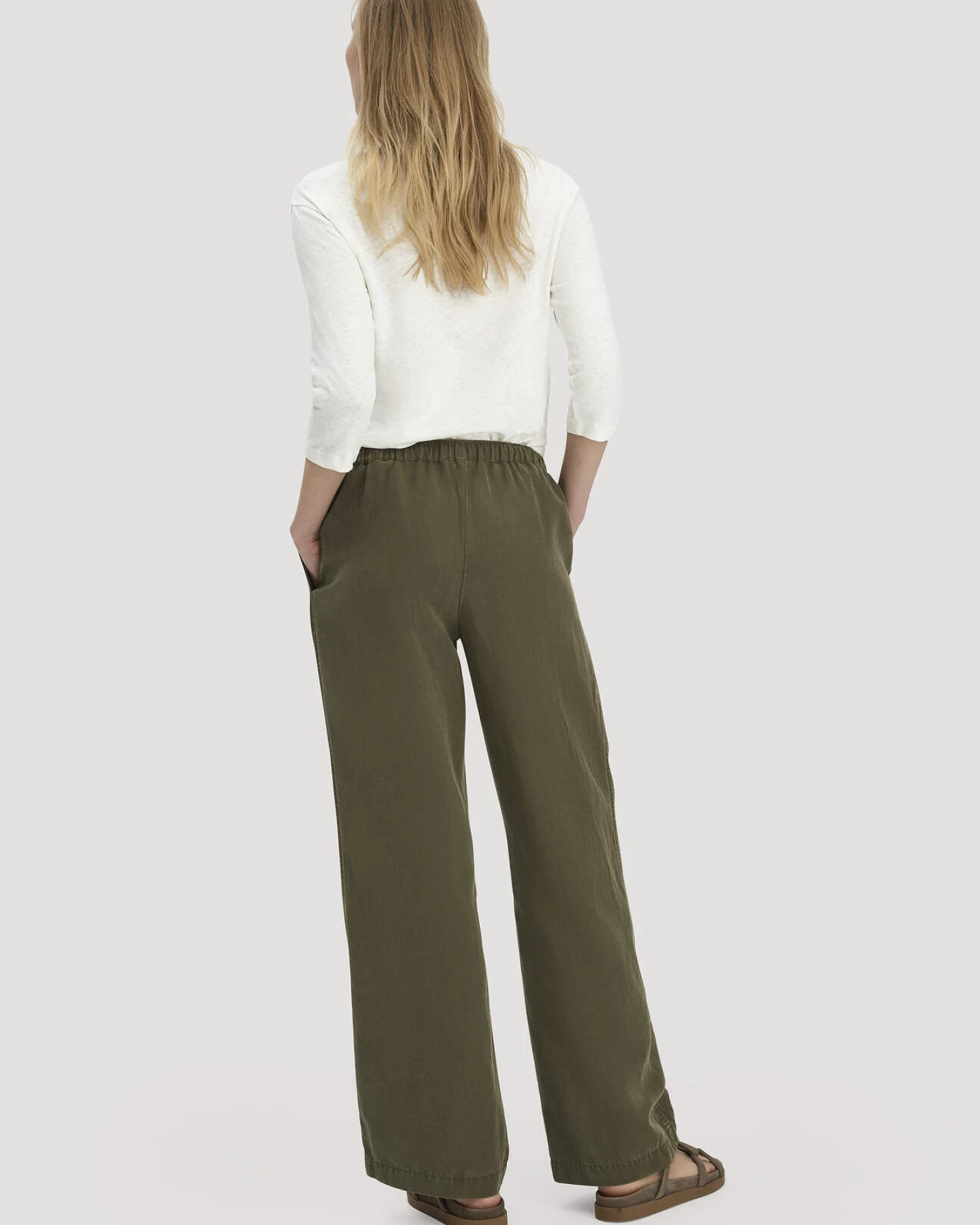 hessnatur Damen Hose Wide Leg aus TENCEL™ Lyocell mit Leinen - grün - Größe 36 – Ansicht 2