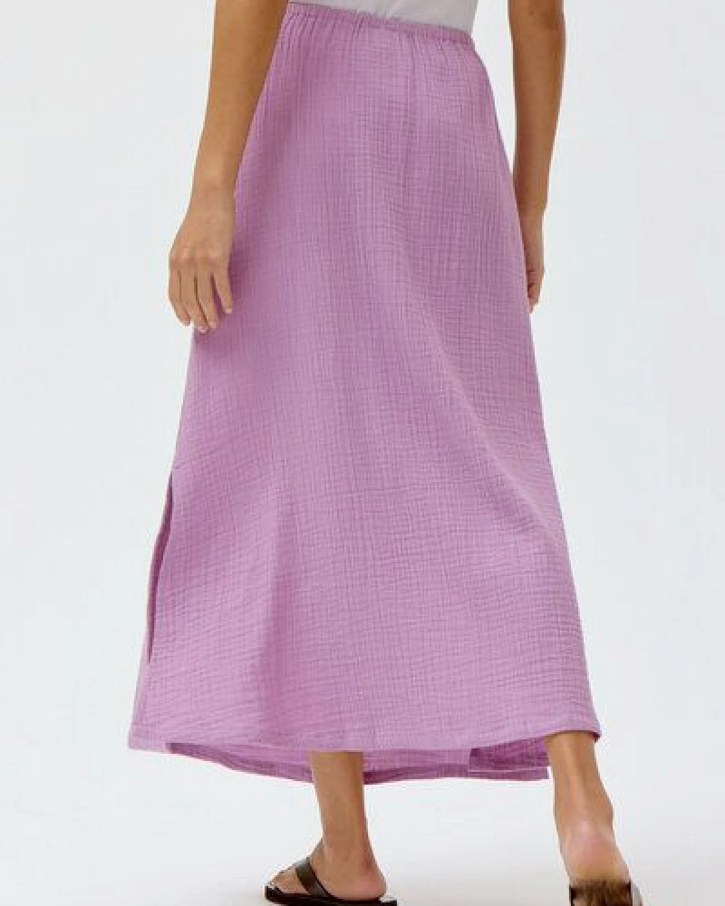 People Wear Organic Musselin Rock, rosa uni, Bio-Baumwolle – Ansicht 2