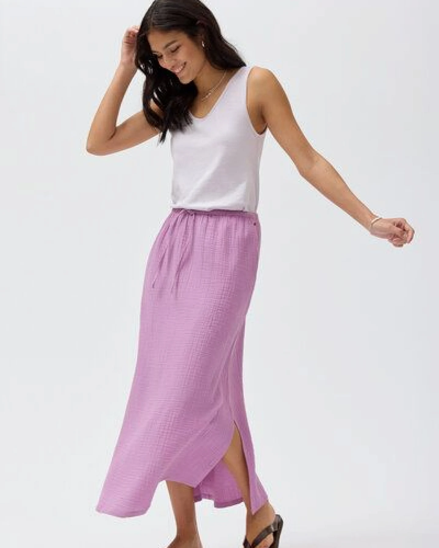 People Wear Organic Musselin Rock, rosa uni, Bio-Baumwolle – Ansicht 4