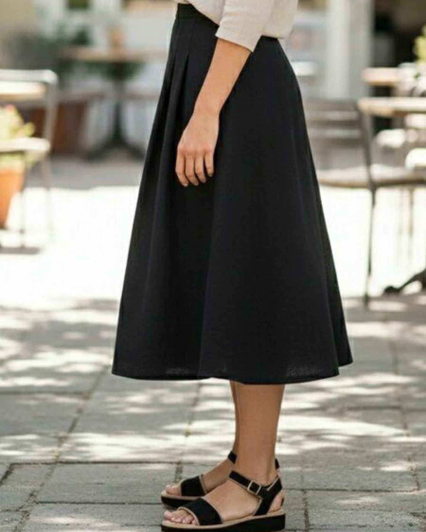 Will's Vegan Shop Plattform Sandale Schwarz Damen – Ansicht 2