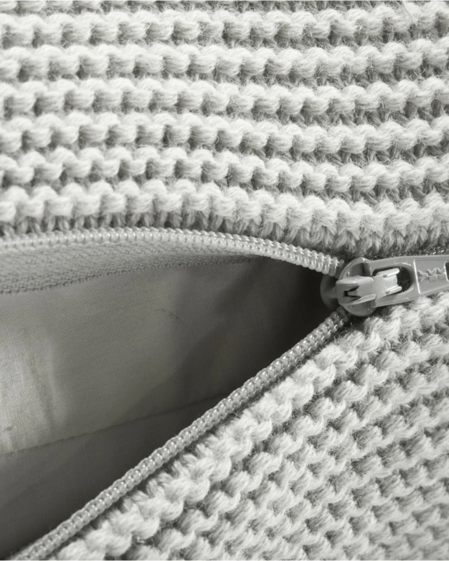 Kissenbezug 40x40 cm Baumwolle vanilla-grey-melange Mit Reißverschluss – Ansicht 2