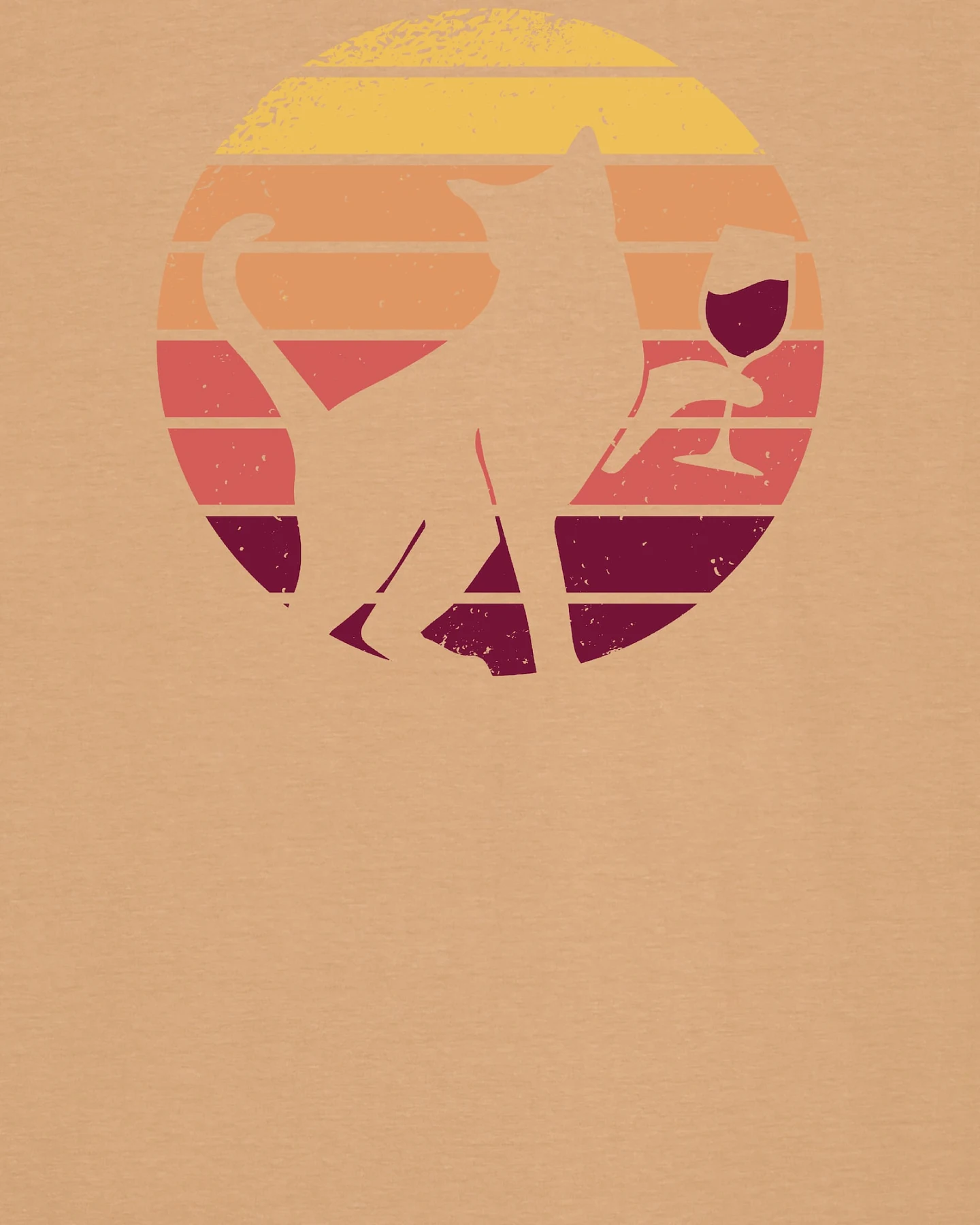 Watapparel T-Shirt Sunset Katze & Rotwein – Ansicht 3