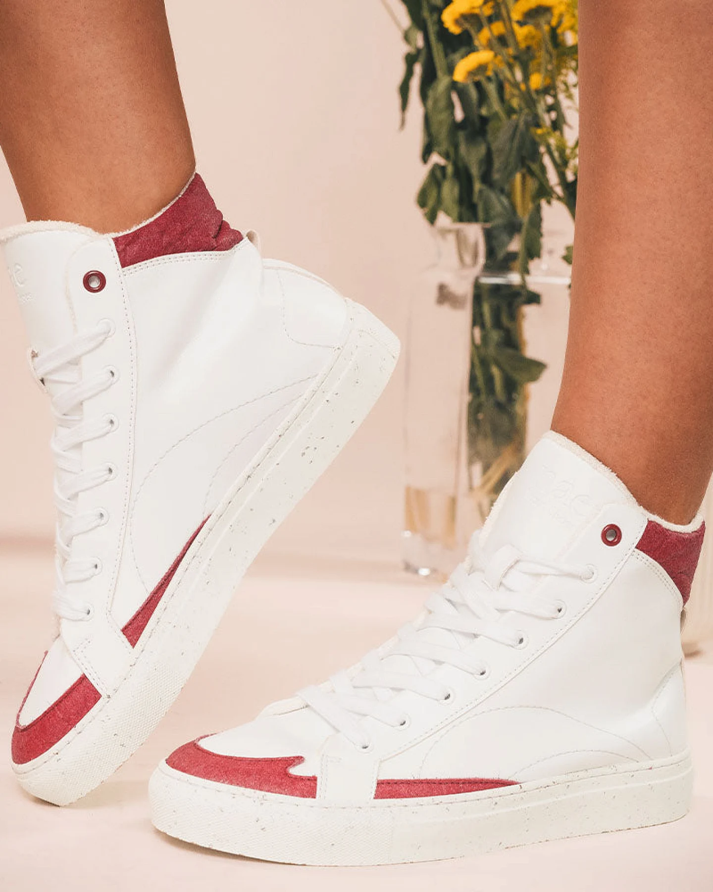 NAE Herren vegan Sneaker London Veganes Öko-Leder Weiß/Rot – Ansicht 2
