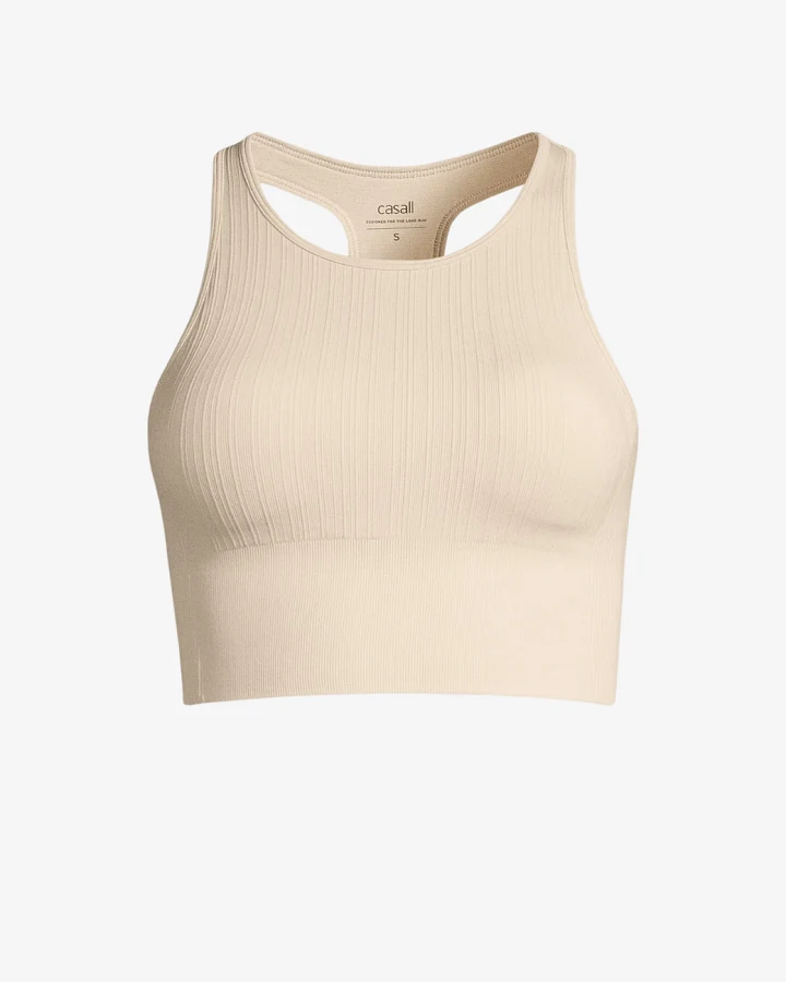 Casall Multi Rib Seamless Padded Sports Top - Ecru S
