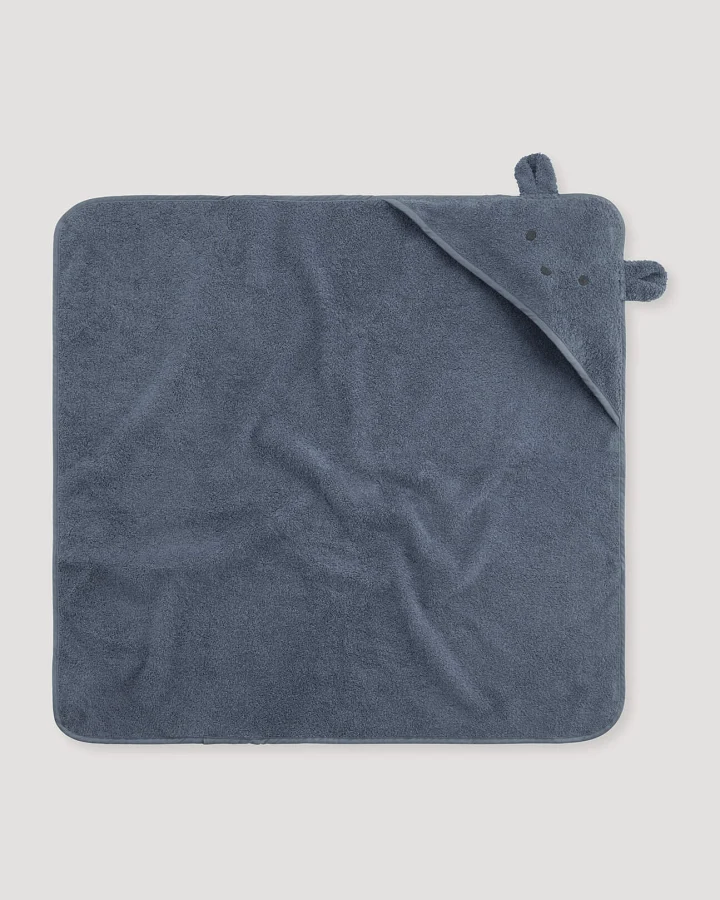 hessnatur Baby Badetuch mit Kapuze aus Bio-Baumwolle - blau - Größe 70 x 70 cm