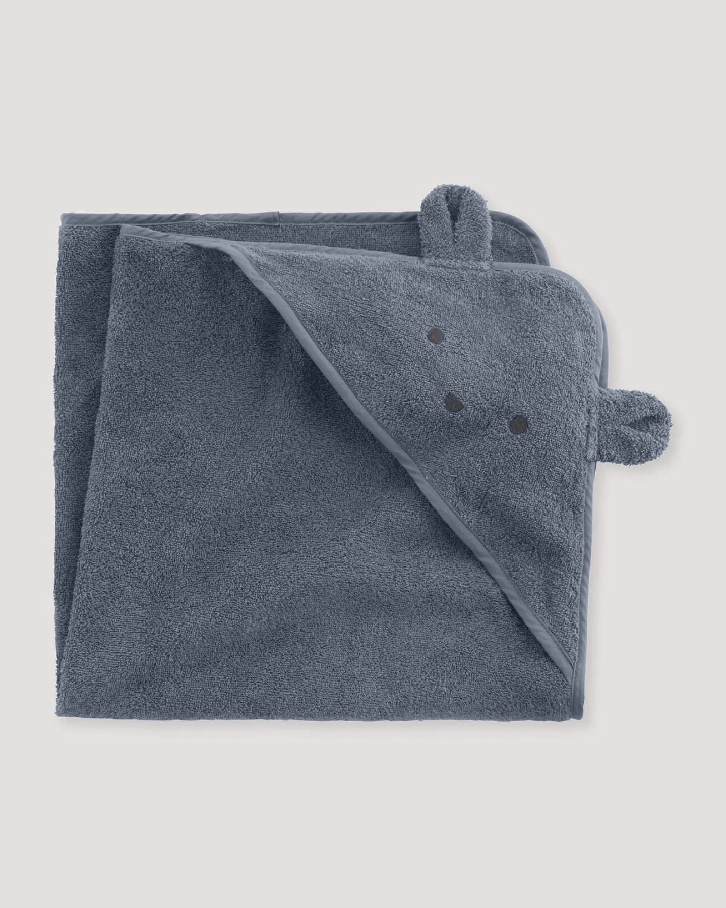 hessnatur Baby Badetuch mit Kapuze aus Bio-Baumwolle - blau - Größe 70 x 70 cm – Ansicht 2