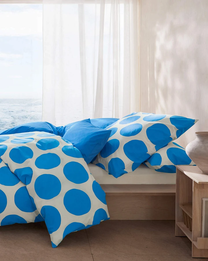 hessnatur Renforcé Bettwäsche Set BOLLO aus Bio-Baumwolle - blau - Größe 135x200 / 40x80 cm