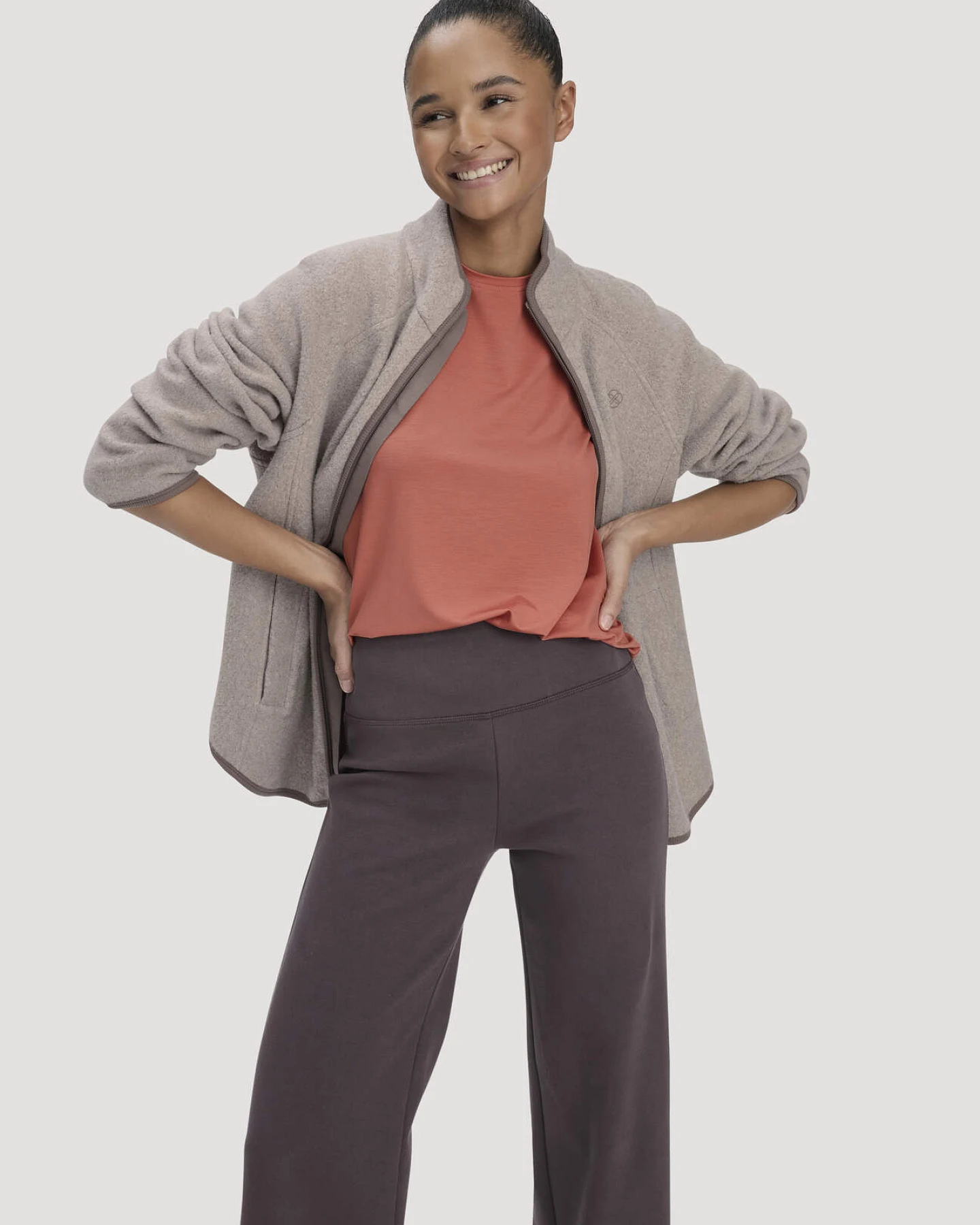 hessnatur Loungewear Hose Wide Leg ACTIVE COMFORT aus Bio-Baumwolle - braun - Größe XXL – Ansicht 4