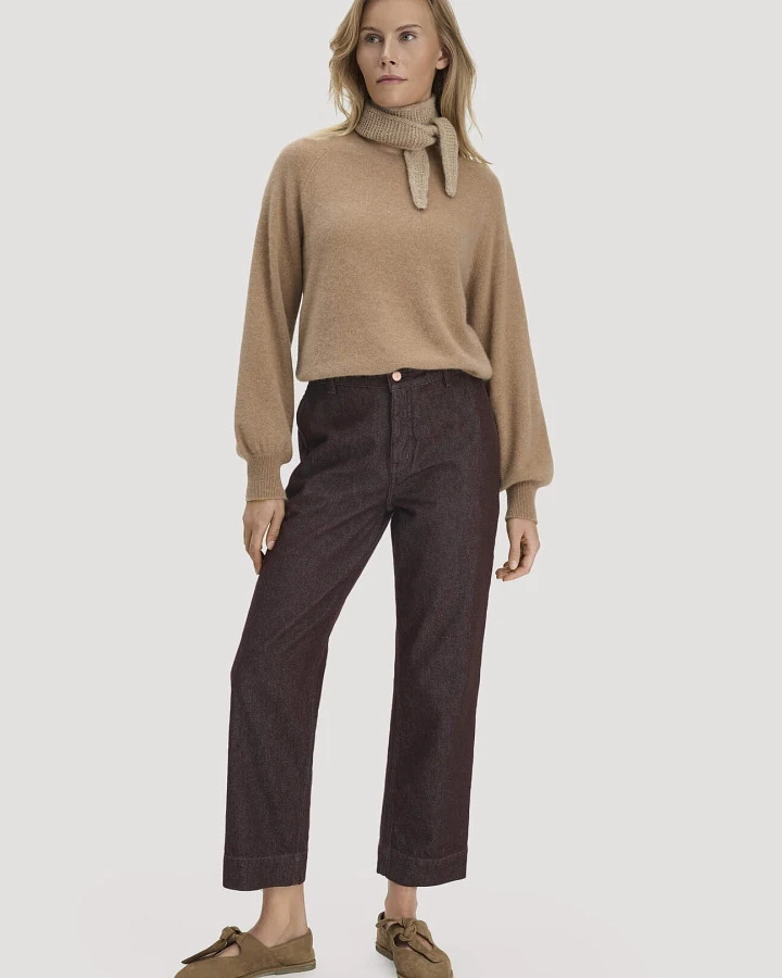 hessnatur Damen Jeans ELENY Culotte straight Leg aus Bio-Denim - braun - Größe 27/29
