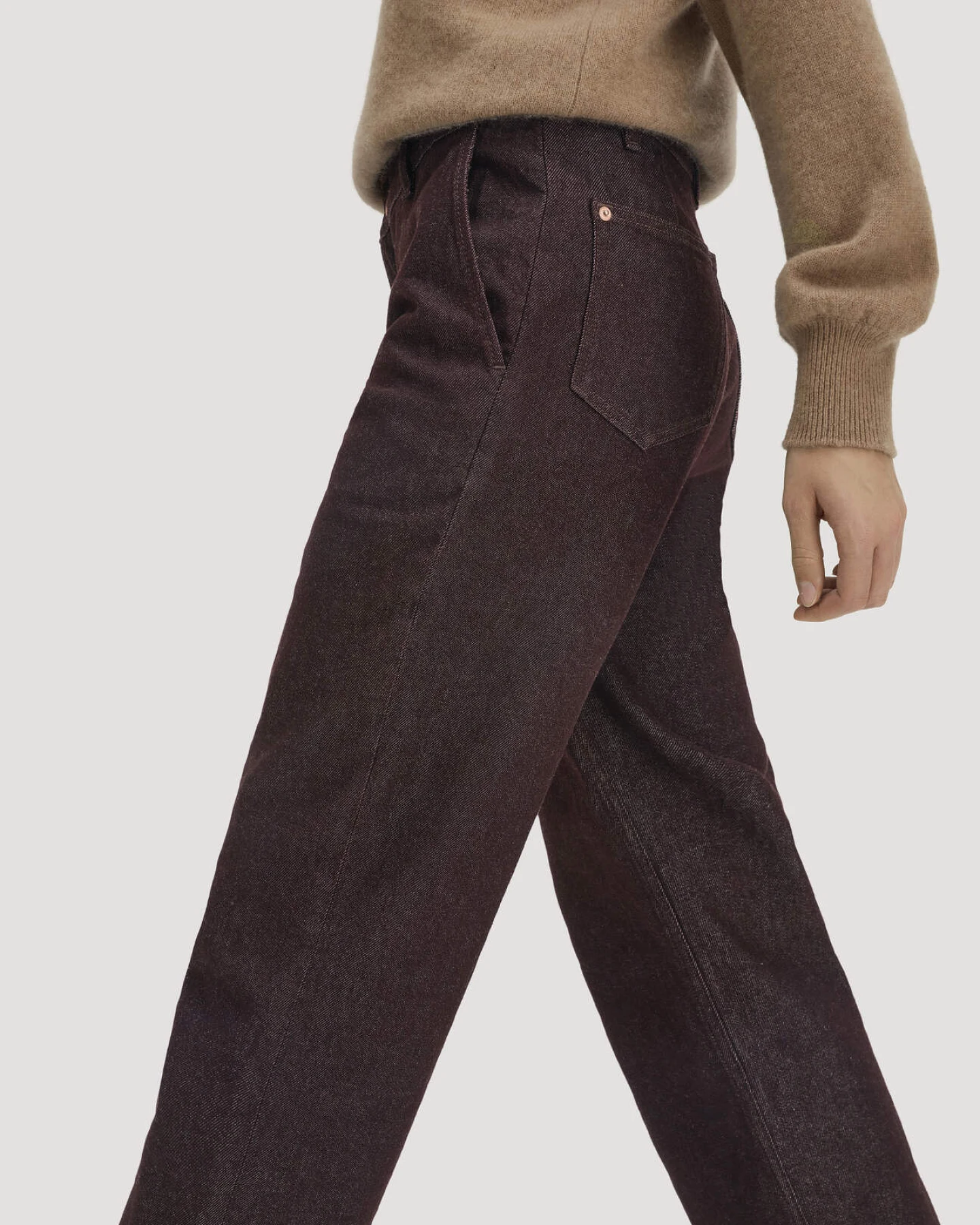 hessnatur Damen Jeans ELENY Culotte straight Leg aus Bio-Denim - braun - Größe 27/29 – Ansicht 3