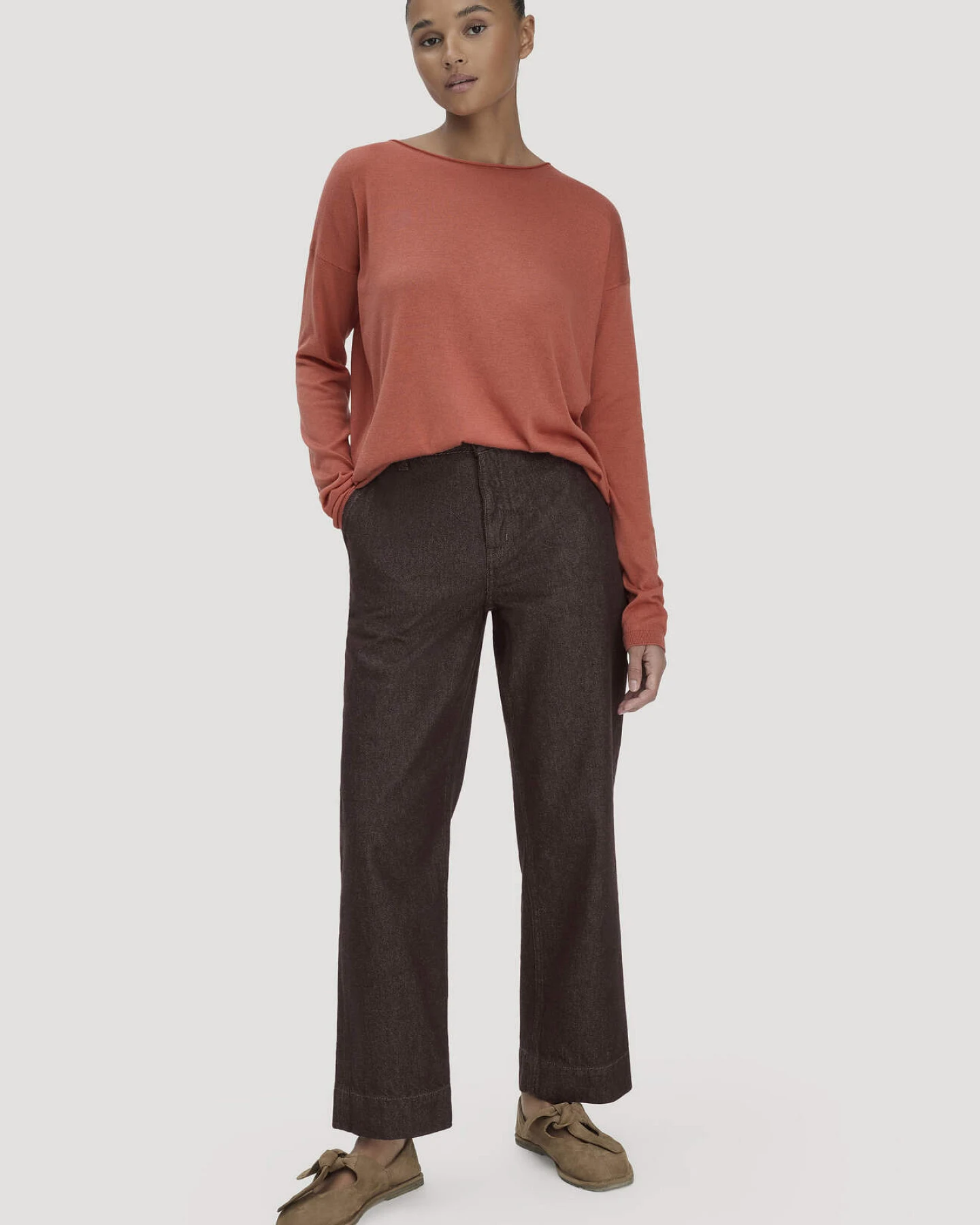 hessnatur Damen Strick Pullover Oversize aus TENCEL™ Lyocell mit Bio-Baumwolle - orange - Größe S – Ansicht 2