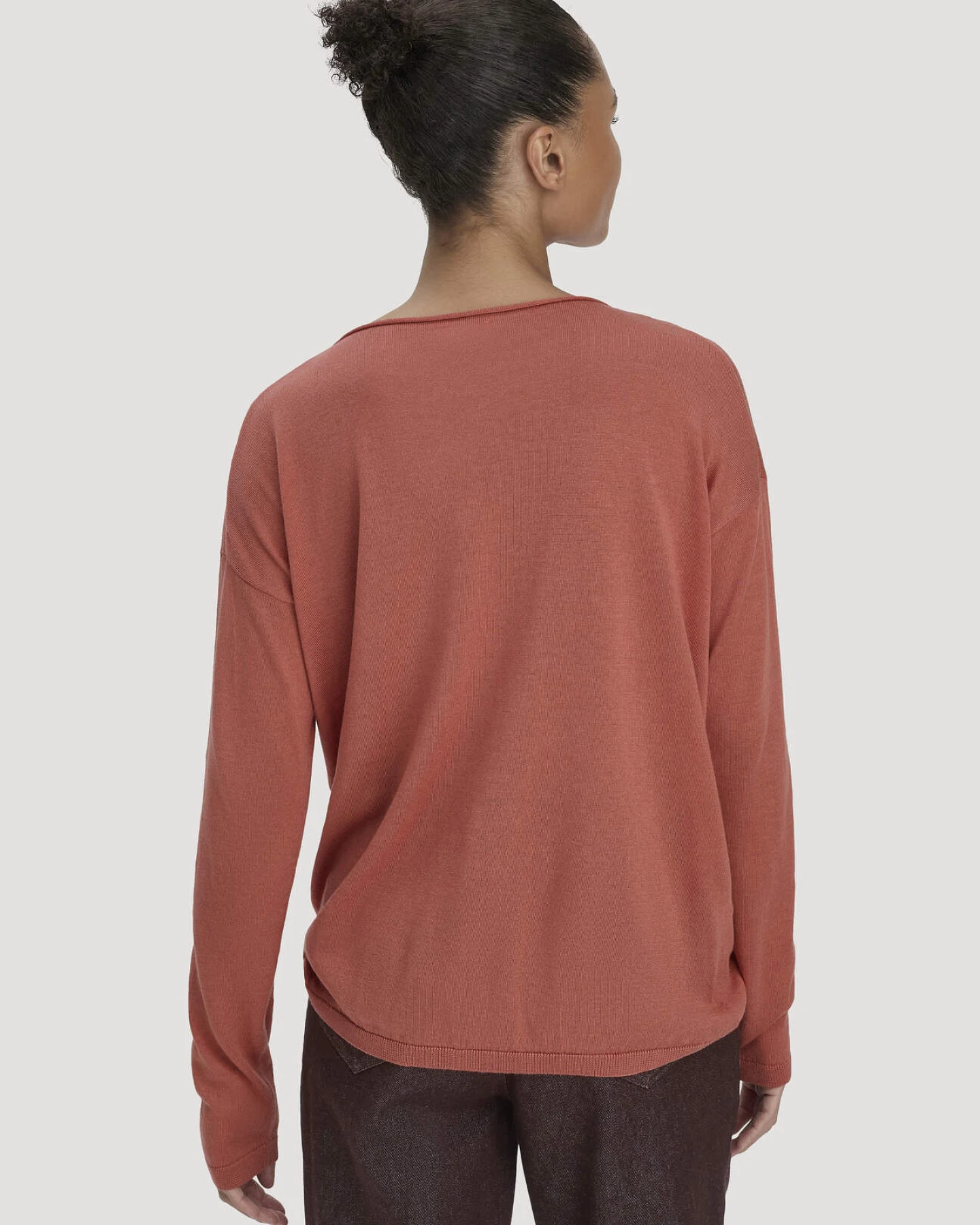 hessnatur Damen Strick Pullover Oversize aus TENCEL™ Lyocell mit Bio-Baumwolle - orange - Größe S – Ansicht 3