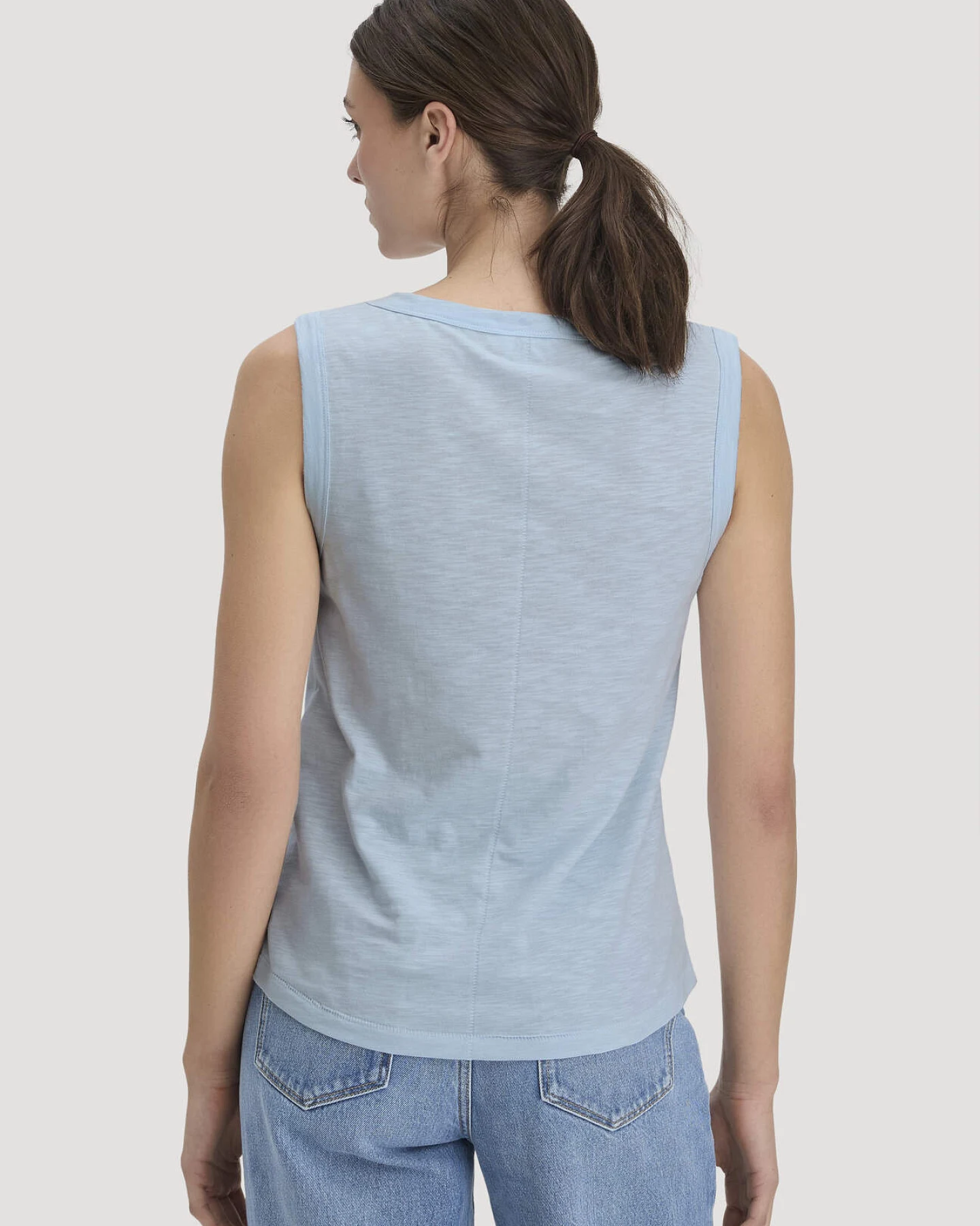 hessnatur Damen Light Slub Jersey Top Regular aus Bio-Baumwolle - blau - Größe 46 – Ansicht 3