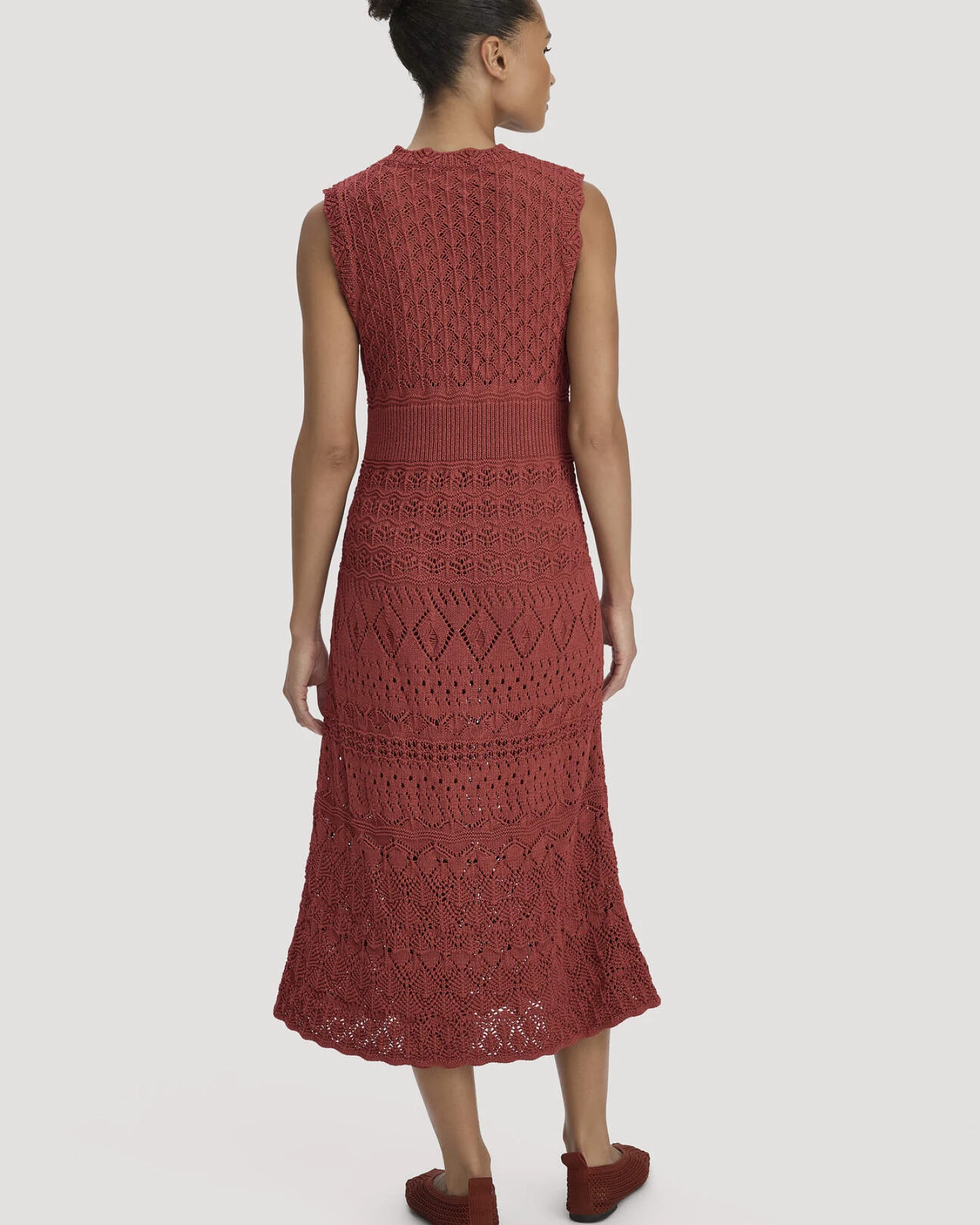 hessnatur Damen Strick Kleid Midi aus Bio-Baumwolle - braun - Größe M – Ansicht 2