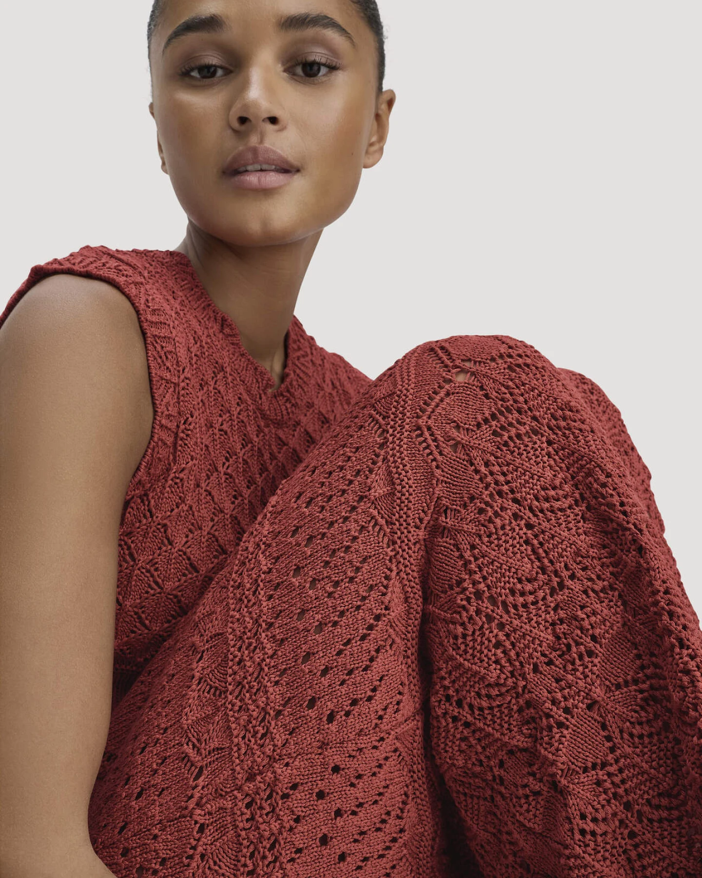 hessnatur Damen Strick Kleid Midi aus Bio-Baumwolle - braun - Größe M – Ansicht 3
