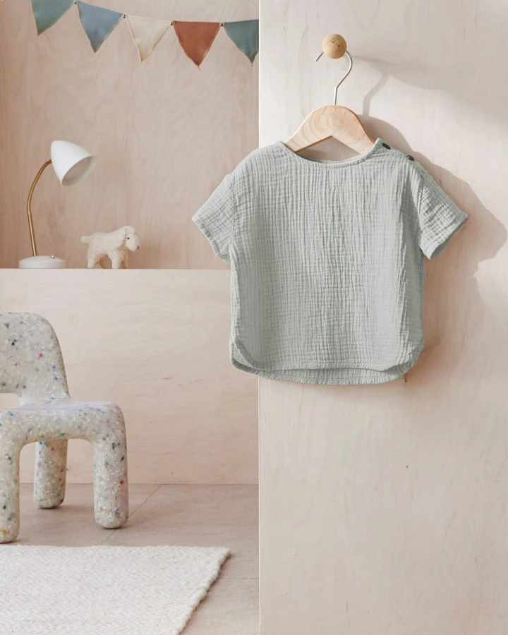 hessnatur Baby Musselin Shirt aus Bio-Baumwolle - grau - Größe 74/80