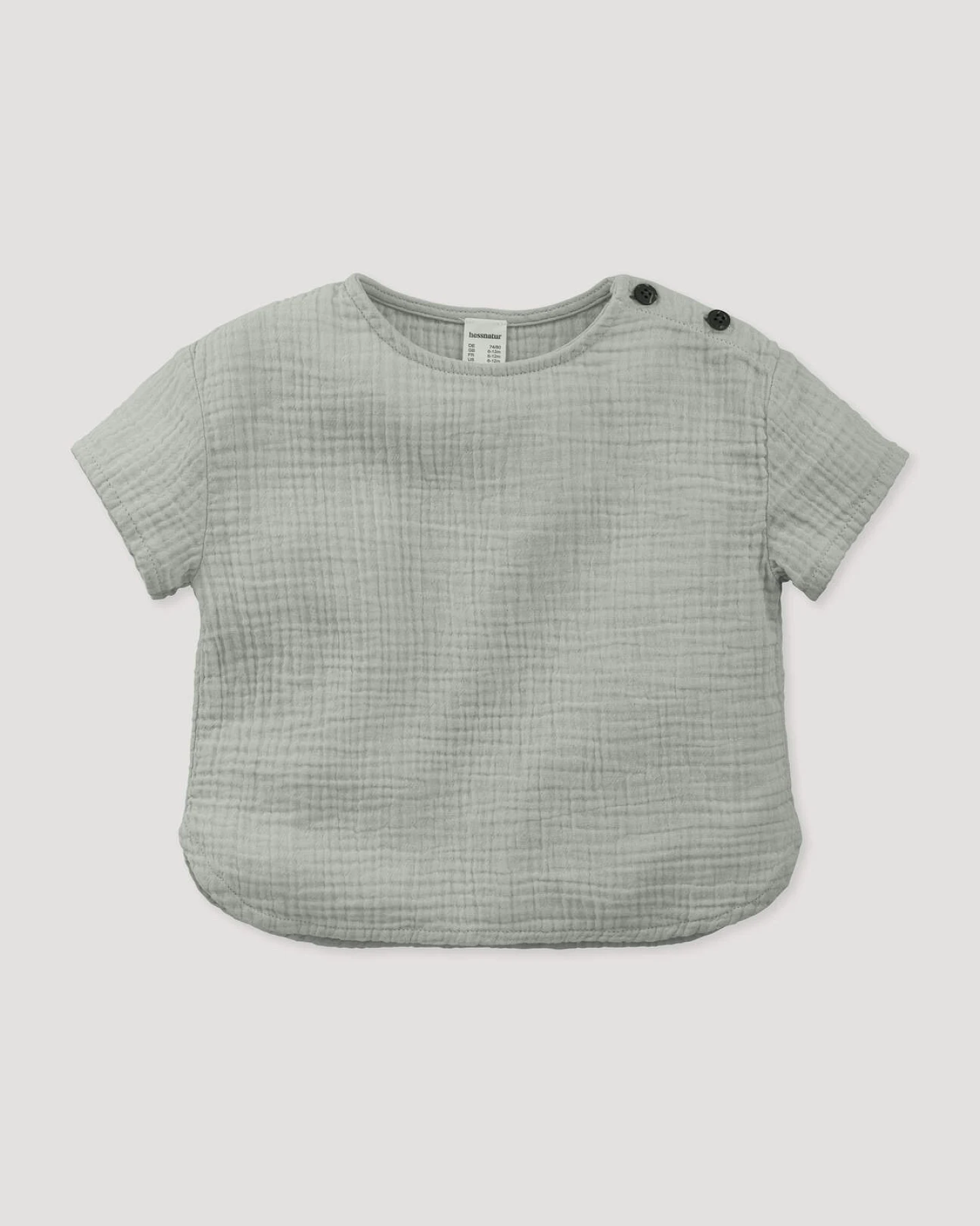 hessnatur Baby Musselin Shirt aus Bio-Baumwolle - grau - Größe 74/80 – Ansicht 2