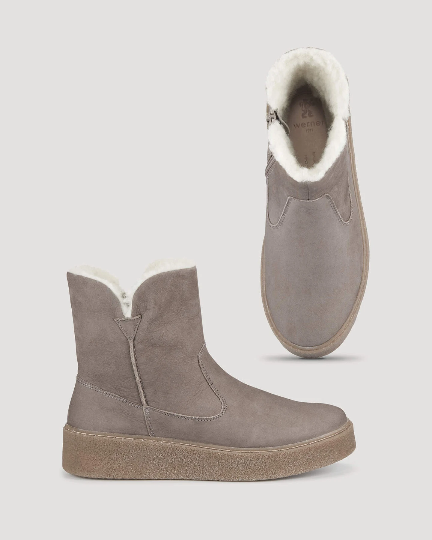 hessnatur Damen Winter-Boot aus Rindsnubukleder - grau - Größe 38 – Ansicht 2