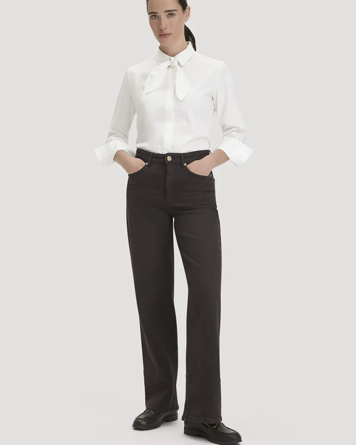 hessnatur Damen Jeans ALVA Wide Leg GARMENT DYE aus Bio-Baumwolle mit recycelter Baumwolle - braun - Größe 27/32