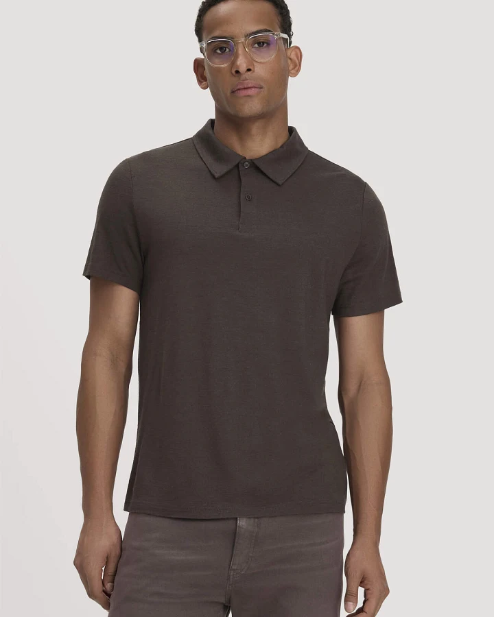 hessnatur Herren Wollshirt Polo Regular aus Bio-Merinowolle - braun - Größe 48