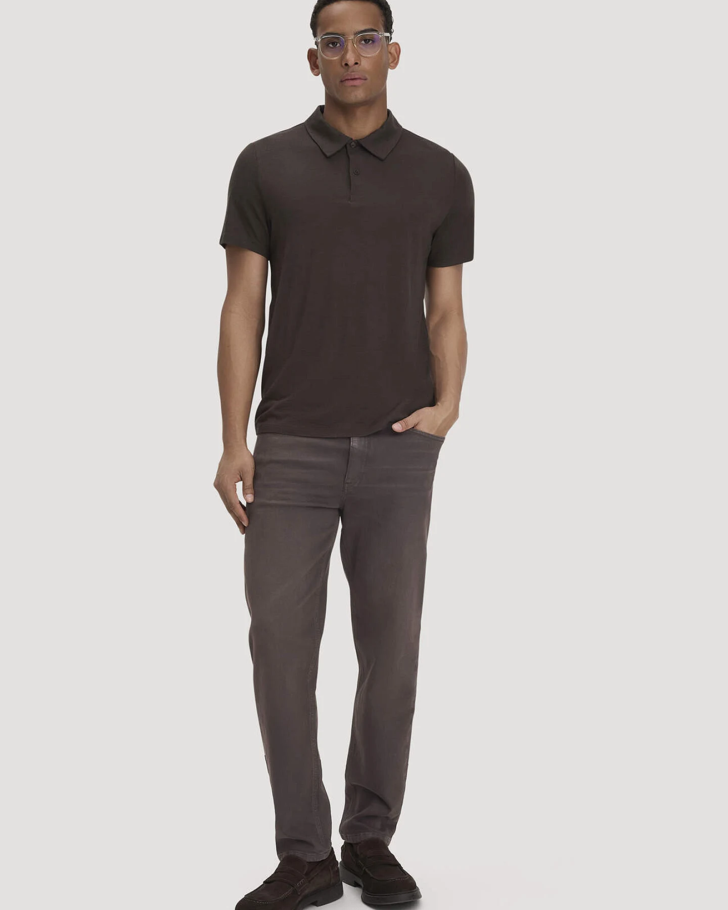hessnatur Herren Wollshirt Polo Regular aus Bio-Merinowolle - braun - Größe 48 – Ansicht 2