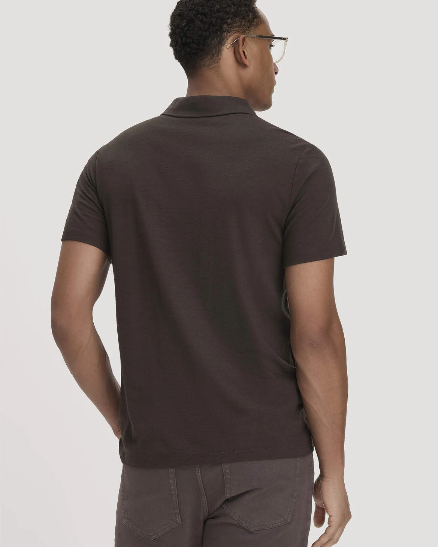 hessnatur Herren Wollshirt Polo Regular aus Bio-Merinowolle - braun - Größe 48 – Ansicht 3
