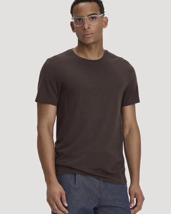 hessnatur Herren Wollshirt Regular aus Bio-Merinowolle - braun - Größe 50
