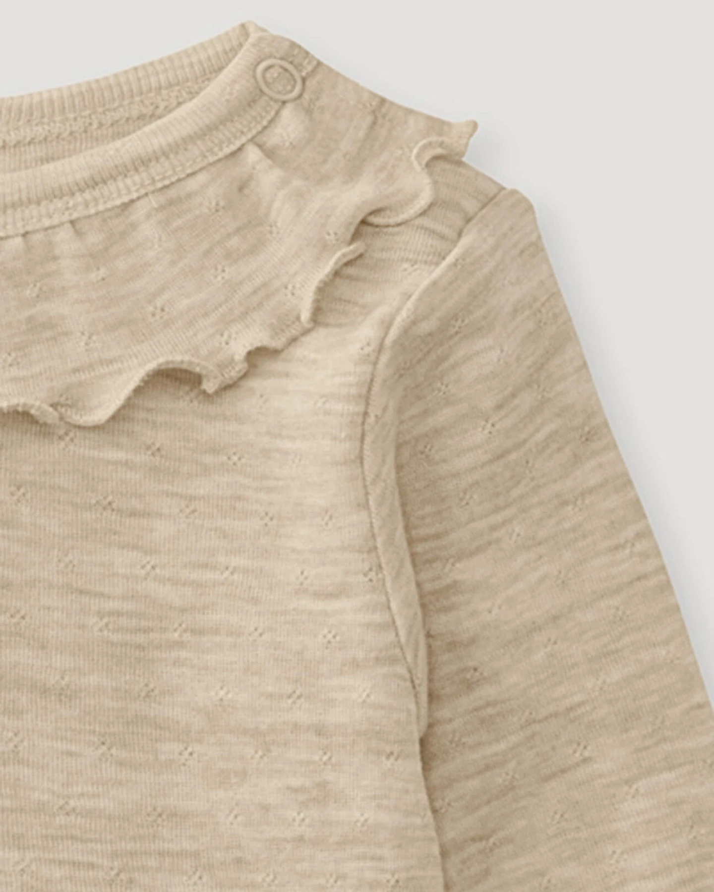 hessnatur Baby Langarmbody Pointelle aus Bio-Merinowolle - beige - Größe 98/104 – Ansicht 3