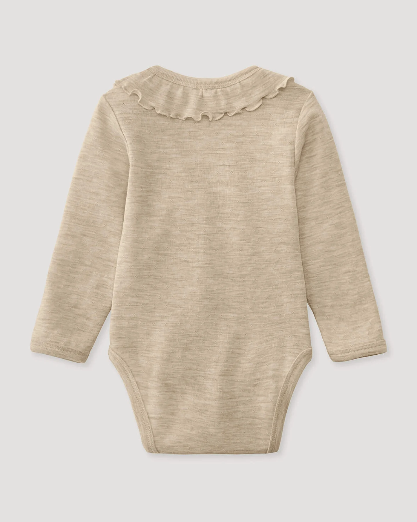 hessnatur Baby Langarmbody Pointelle aus Bio-Merinowolle - beige - Größe 62/68 – Ansicht 2