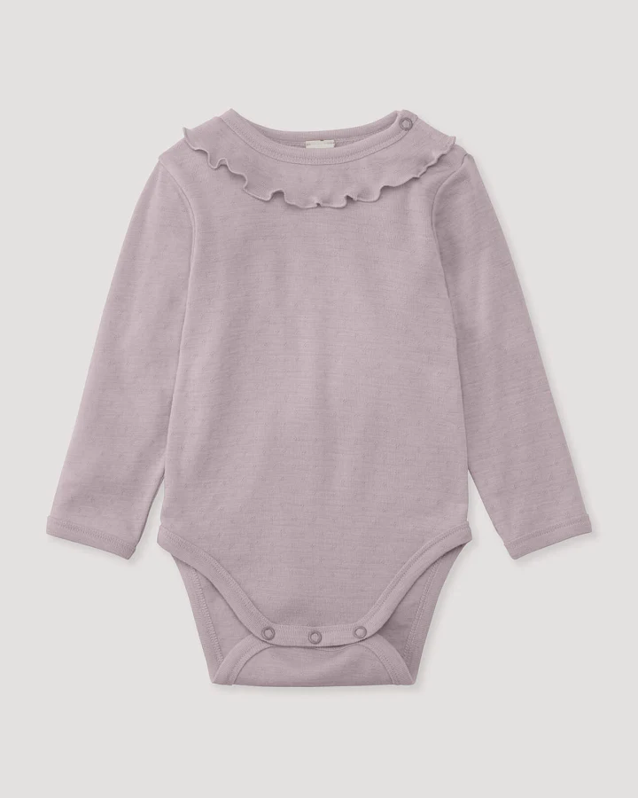 hessnatur Baby Langarmbody Pointelle aus Bio-Merinowolle - rosa - Größe 62/68