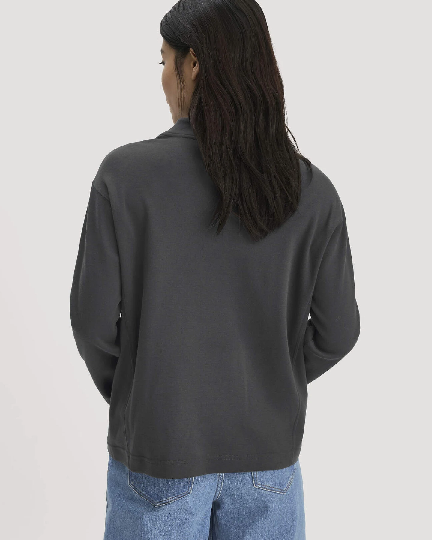 hessnatur Damen Longsleeve Oversize aus Bio-Baumwolle - grau - Größe S – Ansicht 3