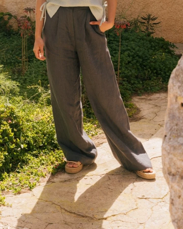 AmourLinen Damen vegan Hose Lydia Anthrazit