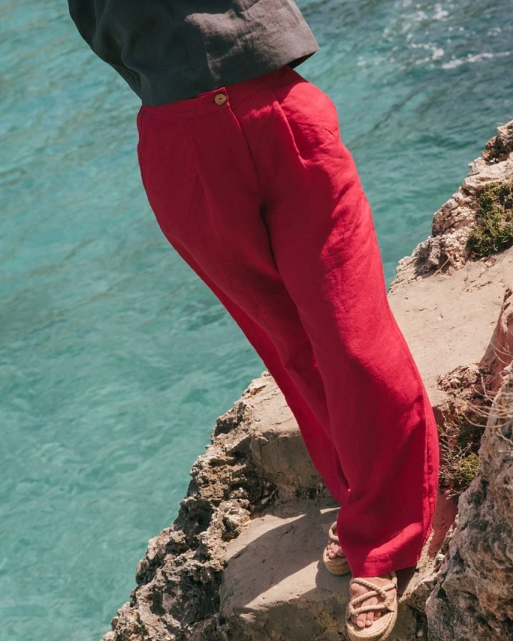 AmourLinen Damen vegan Hose Lydia Viva Magenta
