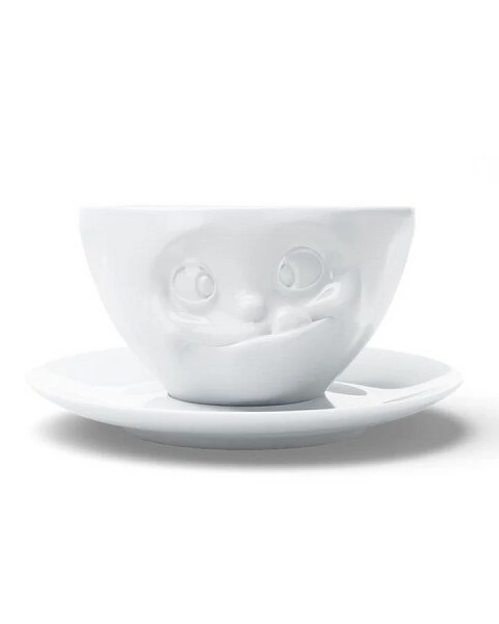 FIFTYEIGHT PRODUCTS Kaffeetasse „Lecker“ mit Unterteller (200 ml)