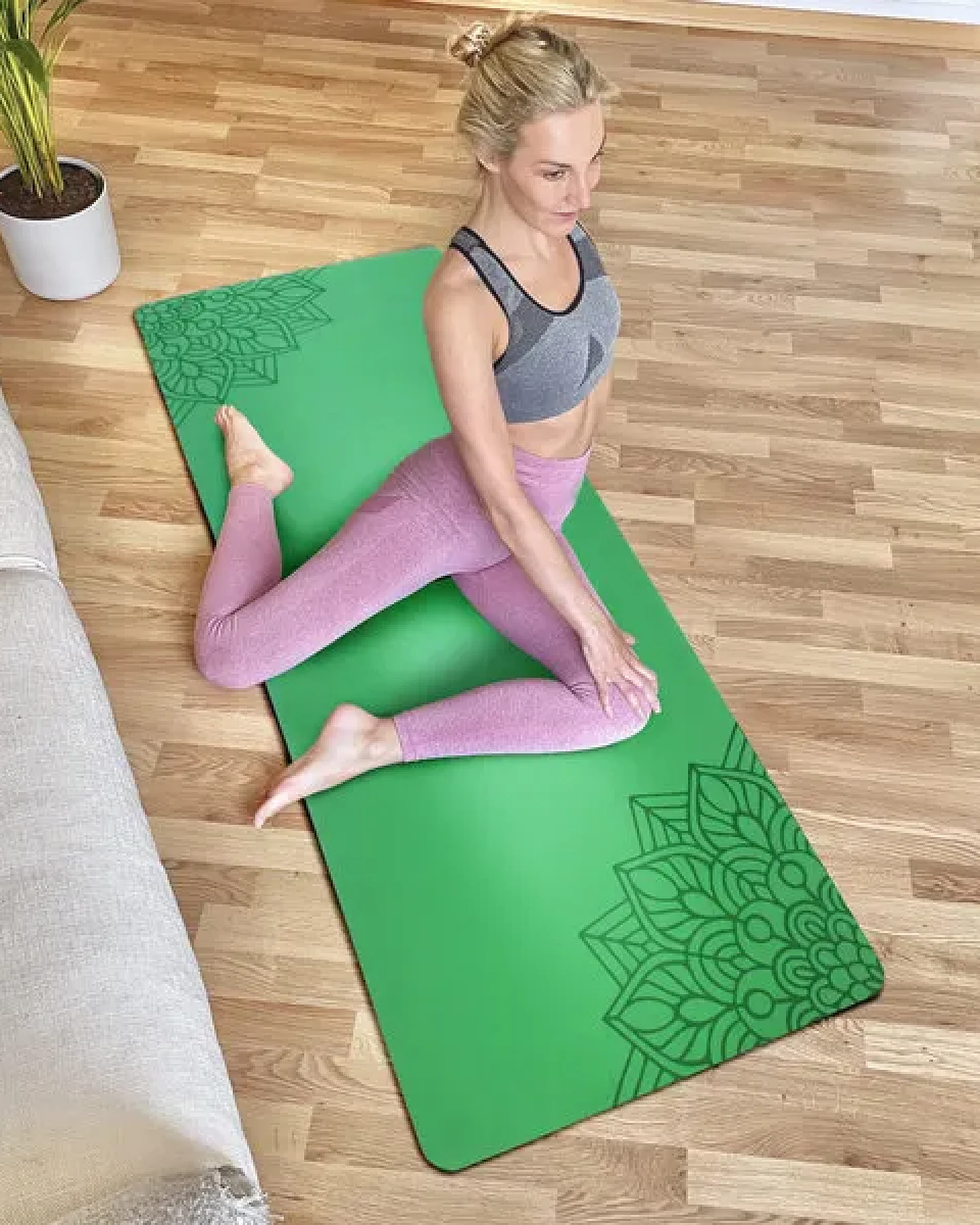 Yosana Yogamatte Ultra Grip inkl. Baumwolltragegurt (Grün) – Ansicht 2