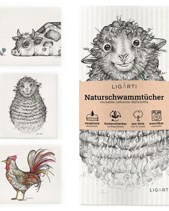 Schwammtücher 3er-Set »Bauernhof« von LIGARTI