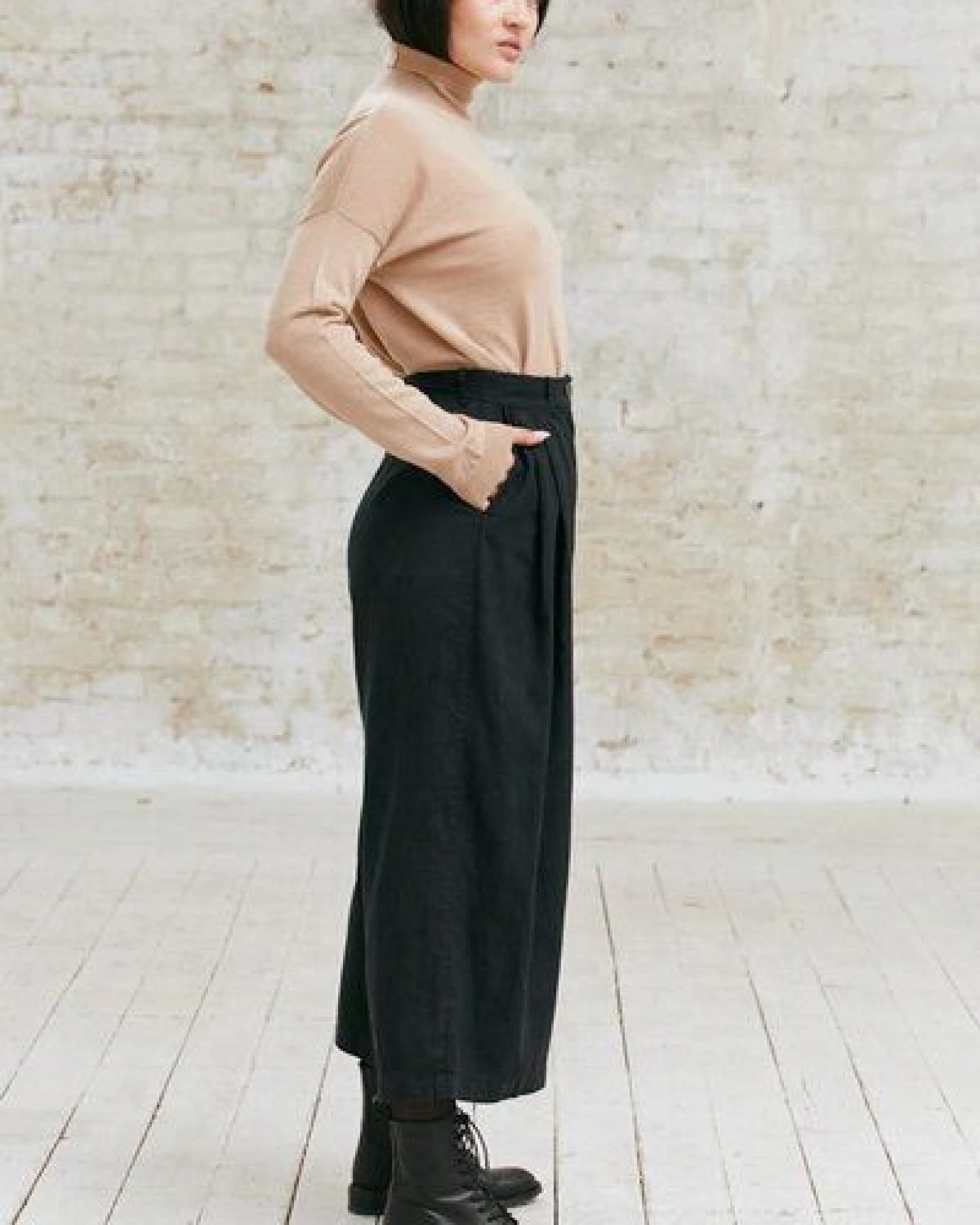 Jyoti - Fair Works Hanf/Tencel Culotte Awasi Schwarz – Ansicht 2