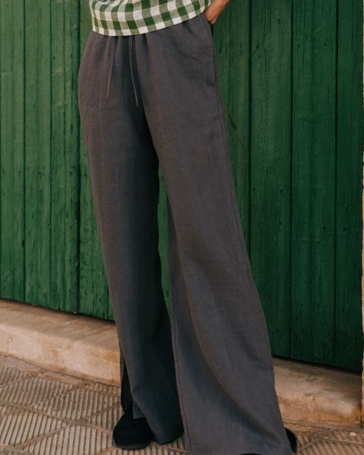 AmourLinen Damen vegan Hose Leah Charcoal