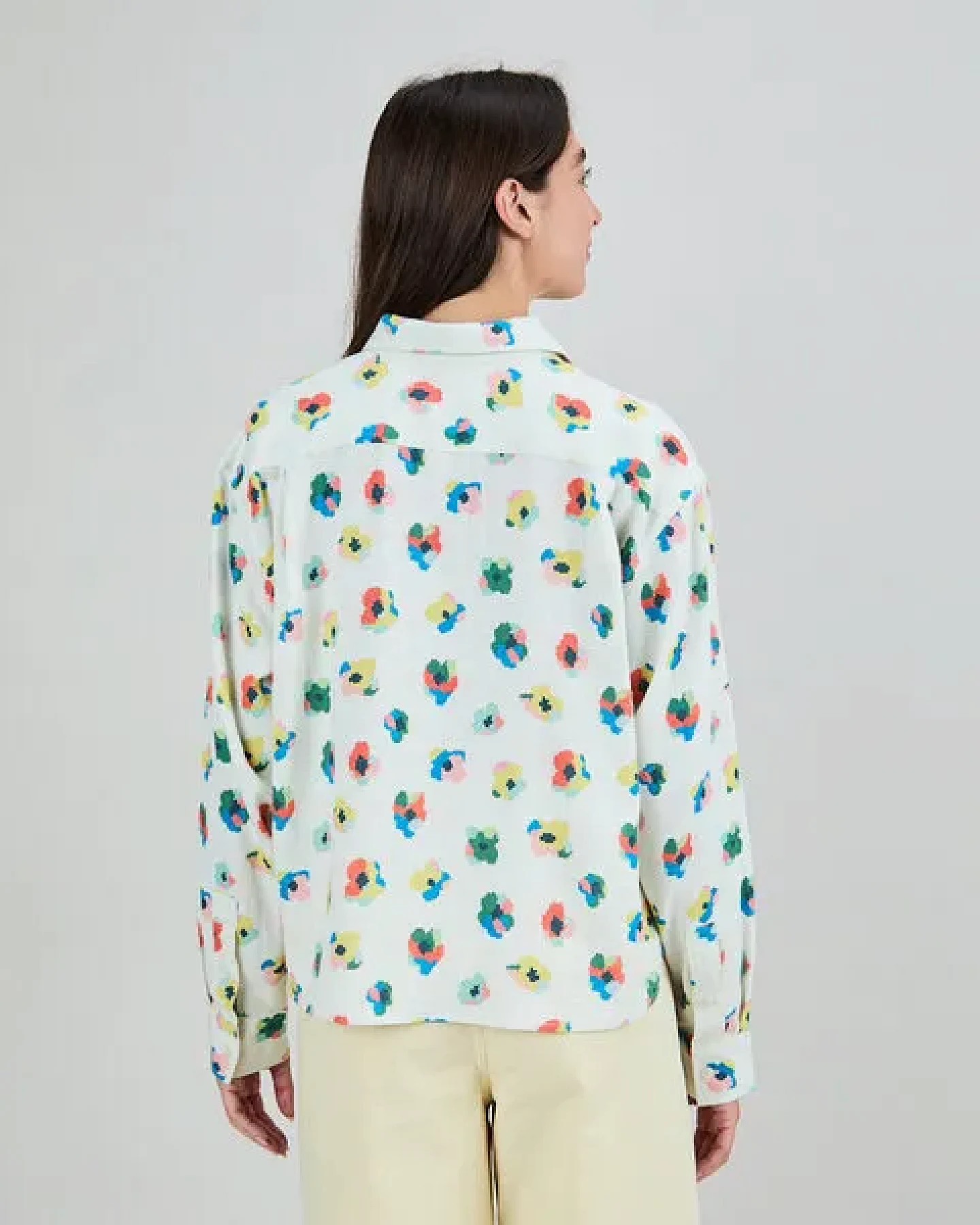 Brava Fabrics Langarm-Bluse mit Pixel-Blümchen – Ansicht 3