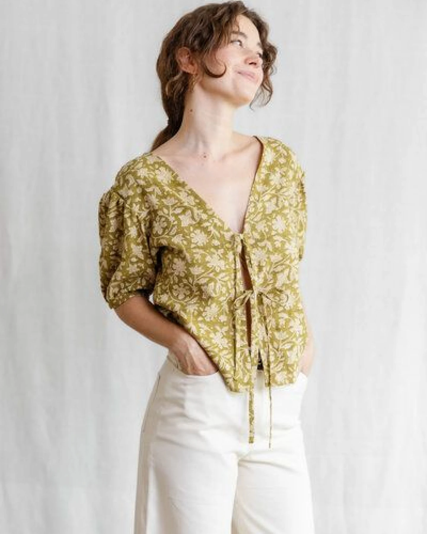 Jyoti - Fair Works Hanf/ Tencel Bluse Kalira Blockprint – Ansicht 2