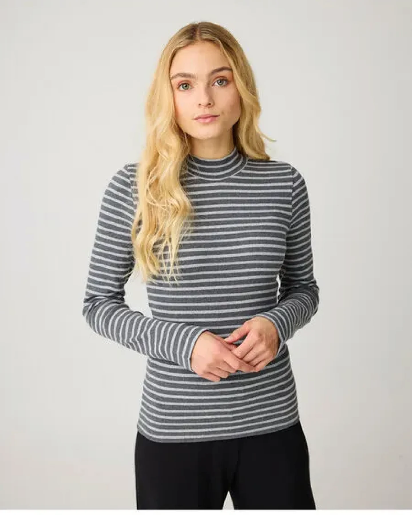 KnowledgeCotton Apparel Ripp-Longsleeve High Neck – Ansicht 4