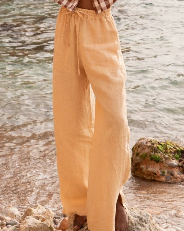 AmourLinen Damen vegan Hose Leah Senf