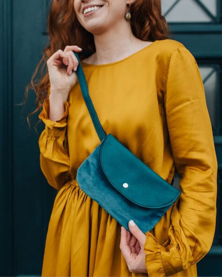 lille mus Vegane Gürteltasche GERIT 3in1-Tasche Clutch Umhängetasche Kunstleder/Samt